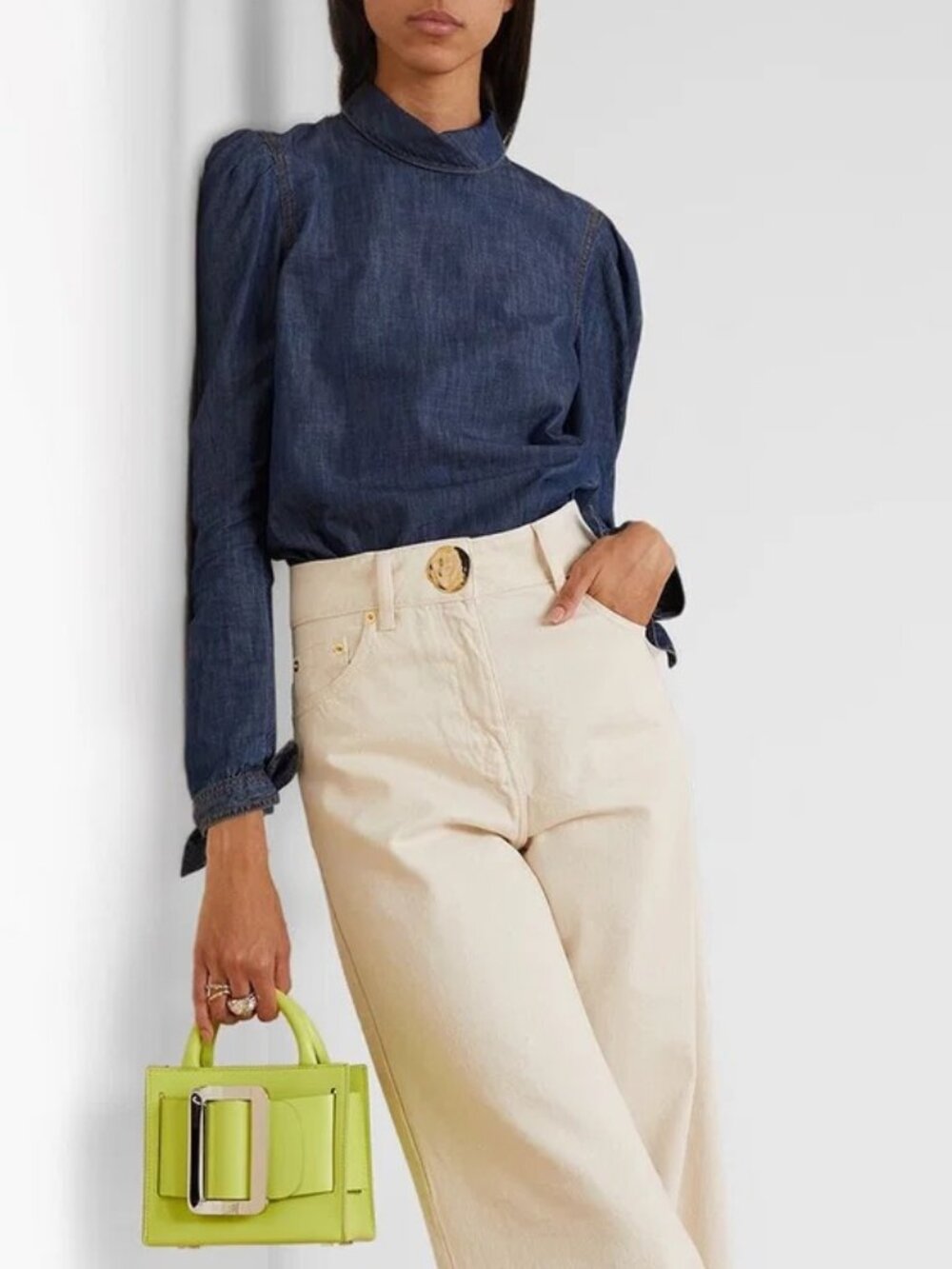 Veronica Beard Cornflower Blue Isabel Chambray Top, Size S